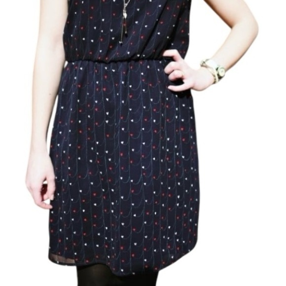 Hanging Hearts Navy Blue Sleeveless Dress Juniors/Women’s Large - Picture 4 of 13